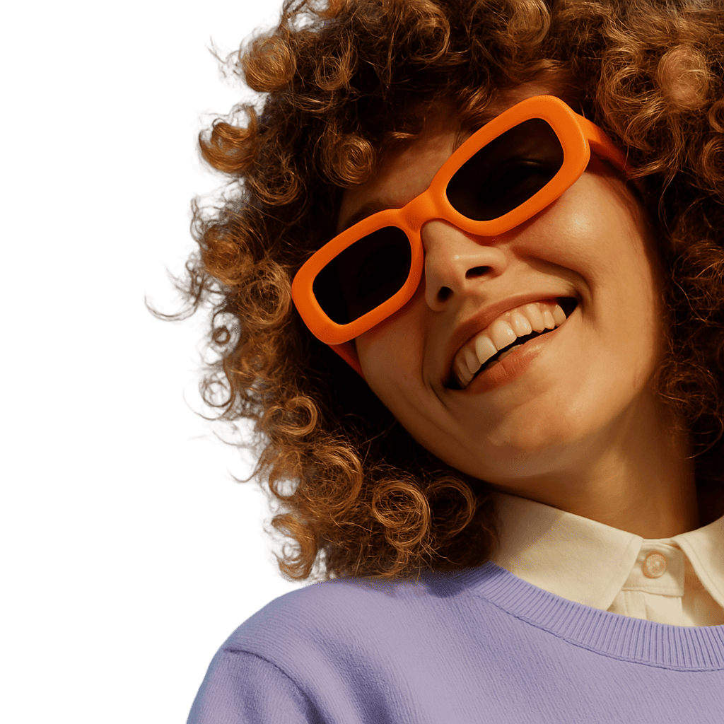 Happy woman with sunglasses celebrating success